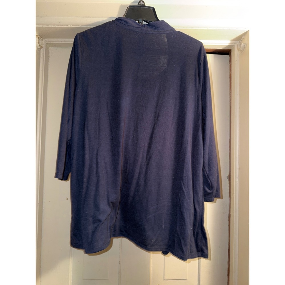 White Stag Womens XXL 20 Navy Blue Paisley 2 Piece Cardigan Shell Twin Set Top - Picture 3 of 6